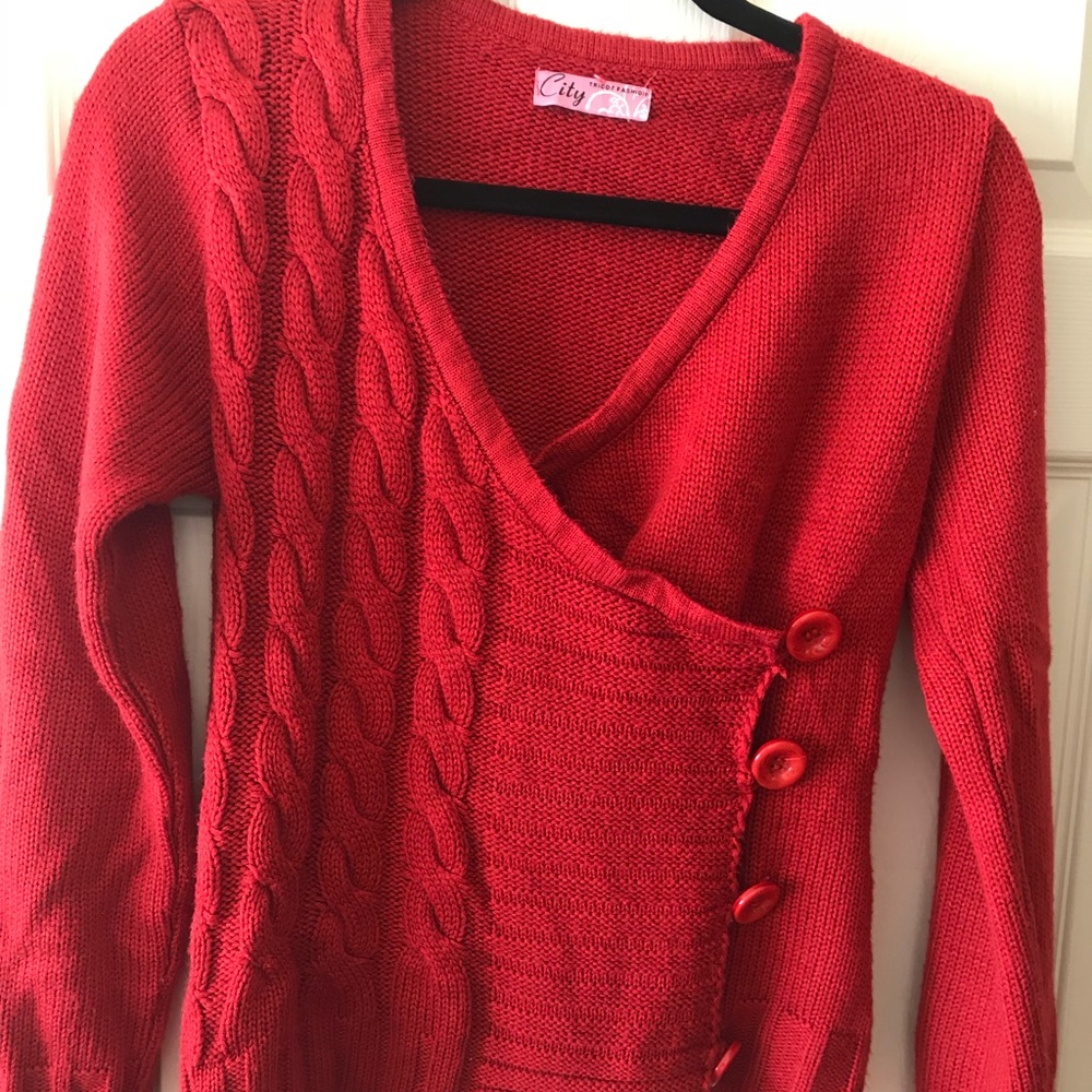 3/20 Red warm wool blouse
